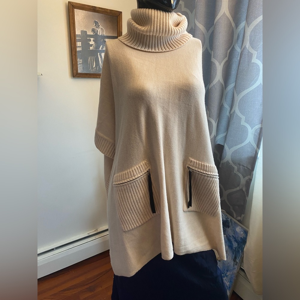 HHN Women’s One Size Fits All Poncho Sweater Chunky Knit Wool